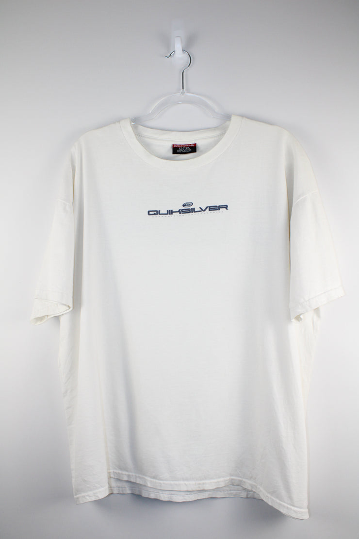 Vintage Quiksilver Surf Boarding Technologies White T-Shirt (2XL)