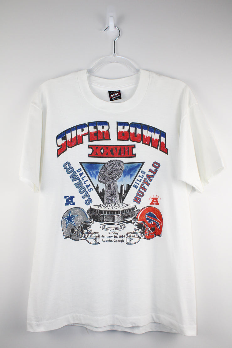 Super Bowl XXVIII Dallas Cowboys Vs Buffalo Bills 1994 NFL White T-Shirt (M)