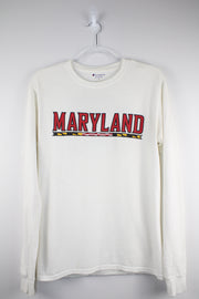 Maryland Terrapins University Sports Womens White Long Sleeve T-Shirt (S)