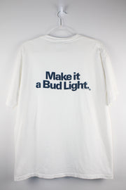 Vintage Bud Light NFL Super Bowl 7 White T-Shirt (L)