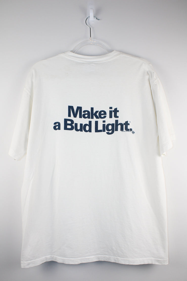 Vintage Bud Light NFL Super Bowl 7 White T-Shirt (L)