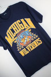 1989 Michigan Wolverines Basketball Champions Navy Blue T-Shirt (M)