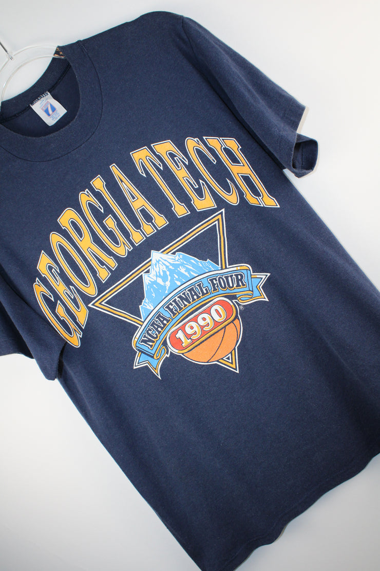 NCAA 1990 Basketball Georgia Tech Final Four Vintage Navy Blue T-Shirt (M)