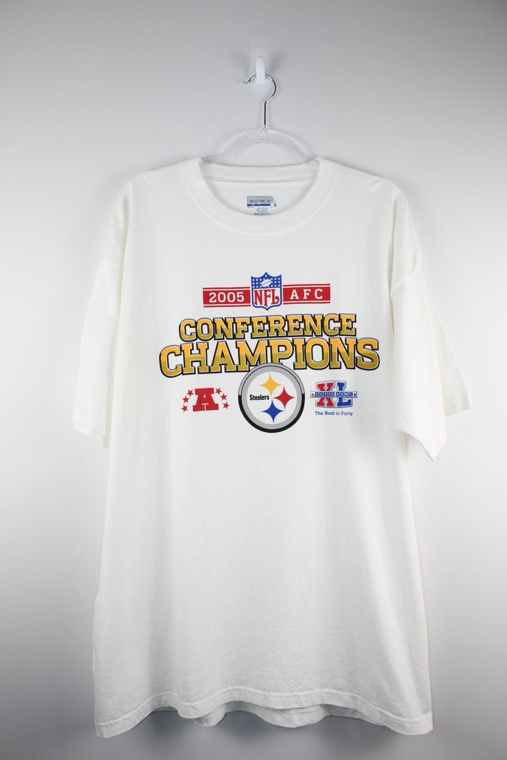 NFL 2005 AFC Conference Champions Steelers White T-Shirt (3XL)