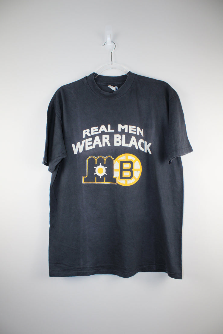 Real Men Wear Black Boston Bruins NHL Black T-Shirt (L)