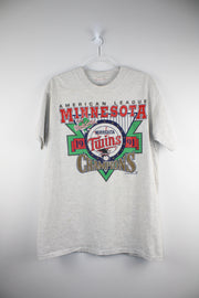 World Series MLB Minnesota 1991 Baseball Champions Light Grey T-Shirt (L)