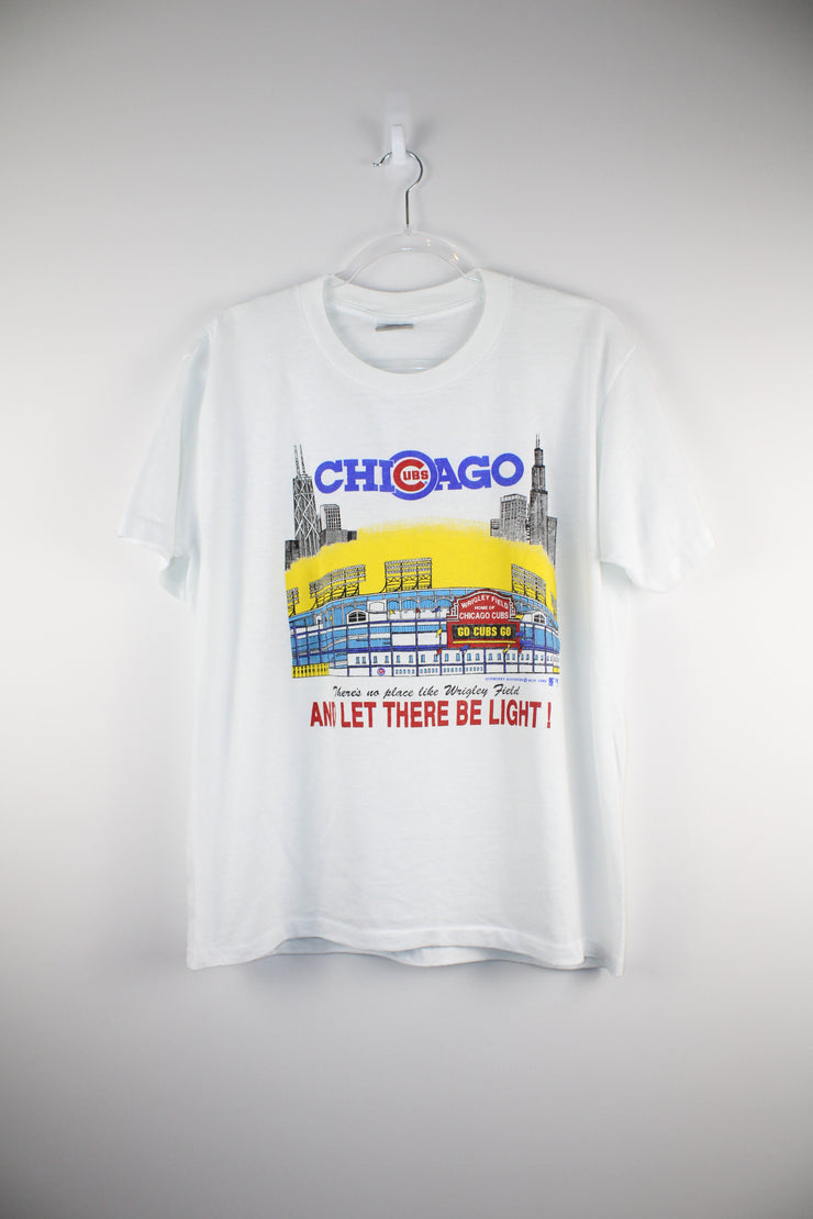 MLB 80s Chicago Baseball Go Cubs White T-Shirt (L)
