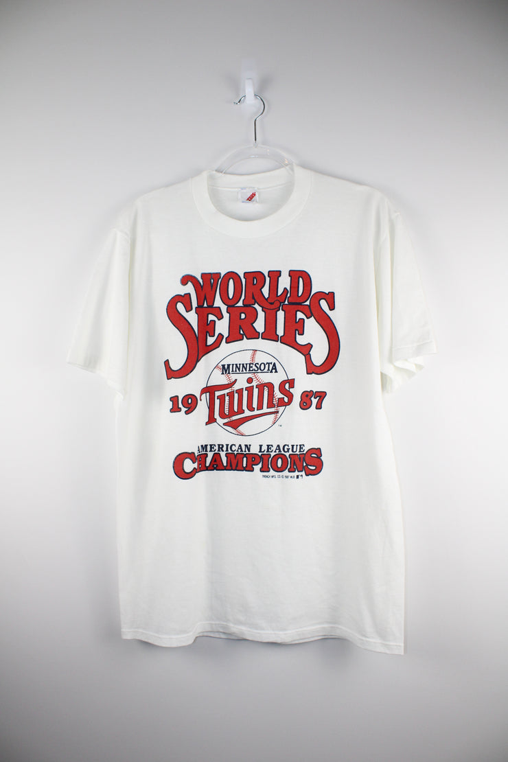 1987 World Series MLB Minnesota Twins Champions White T-Shirt (L)