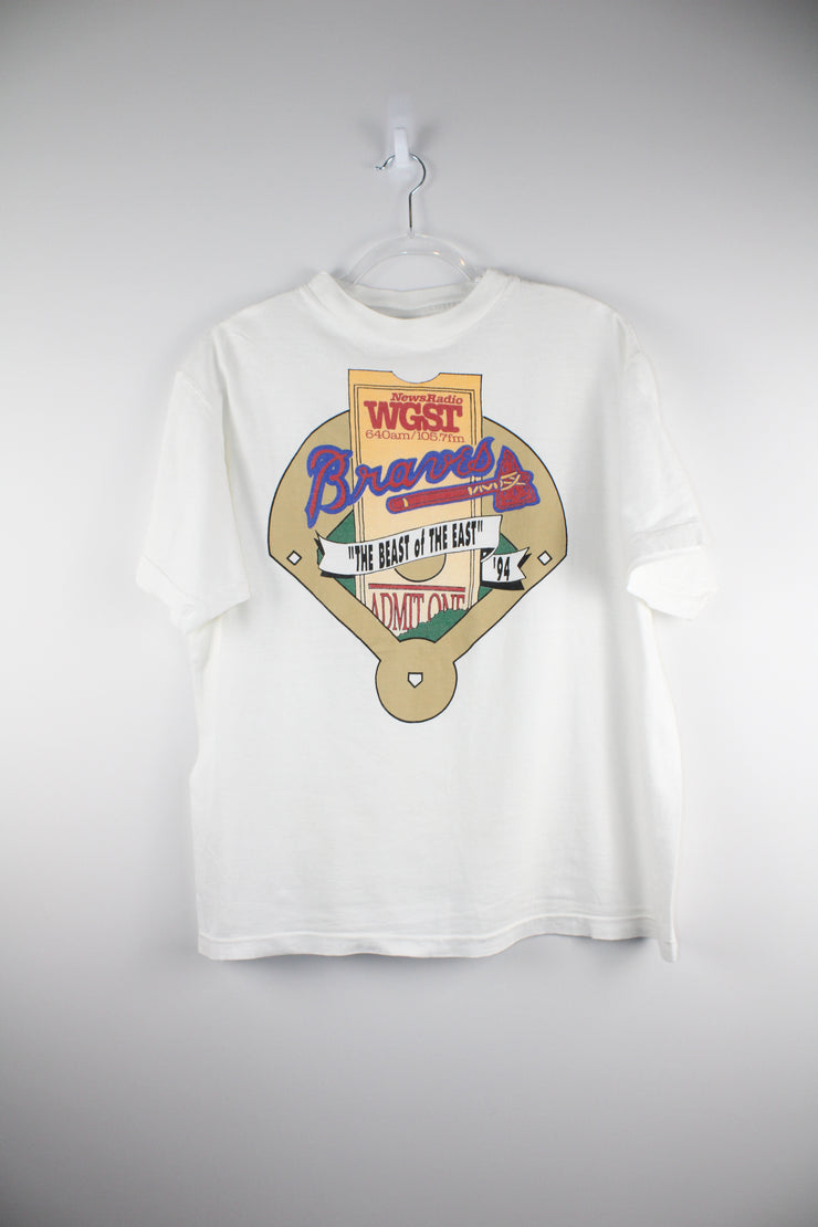 MLB 1997 The Beast of the East Braves Baseball White T-Shirt (L)