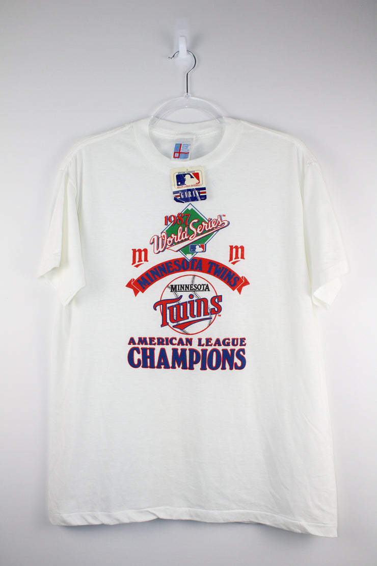 MLB 1987 World Series Minnesota Twins American League Champions White T-Shirt (L)