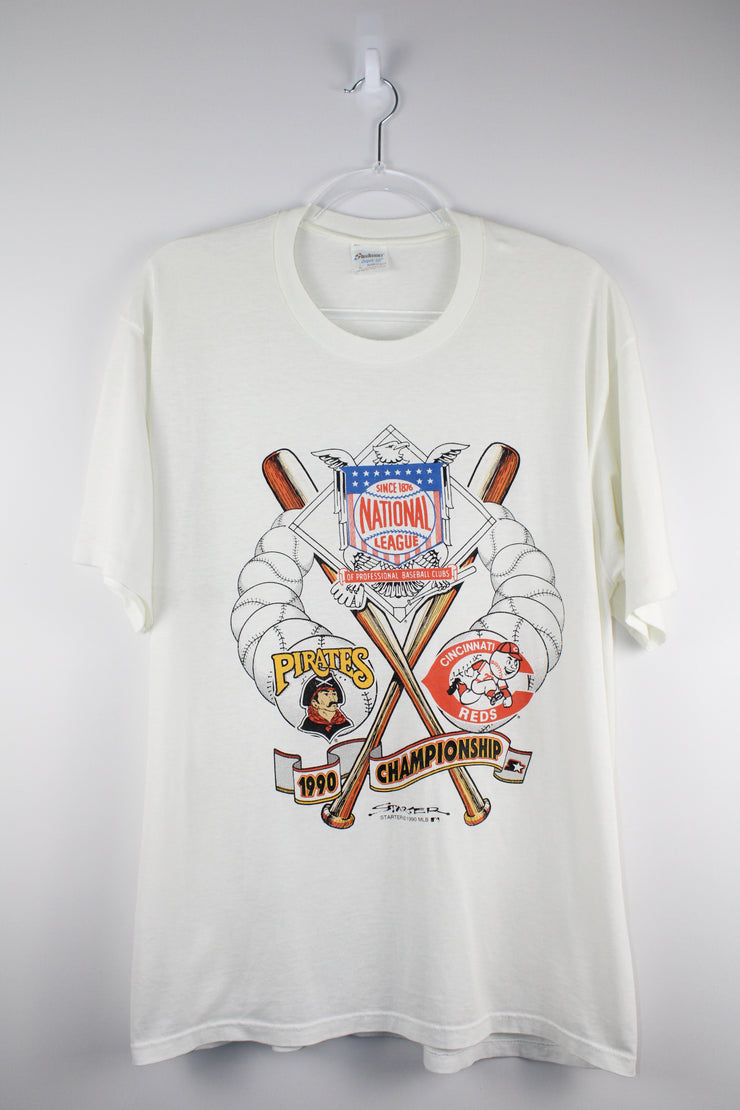 Starter 1990 MLB Championship Baseball White T-Shirt (L)