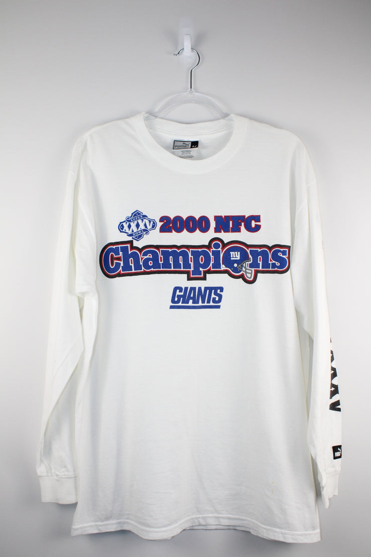 2000 NFC XXXV New York Giants Champions Long Sleeve White T-Shirt (L)