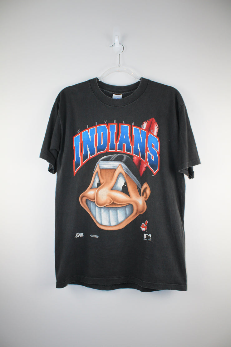 MLB 90s Vintage Cleveland Indians Black T-Shirt (M)