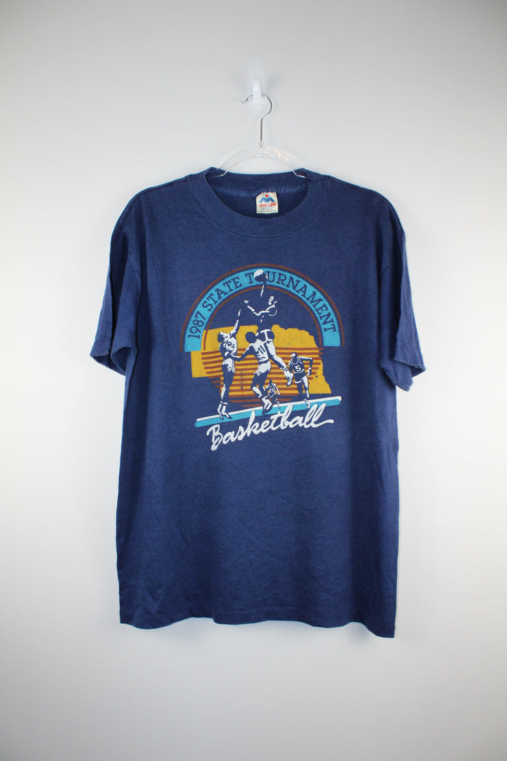 1987 State Tournament American Basketball Blue T-Shirt (M)