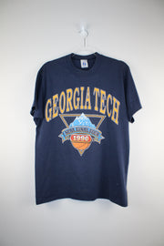 NCAA 1990 Basketball Georgia Tech Final Four Vintage Navy Blue T-Shirt (M)