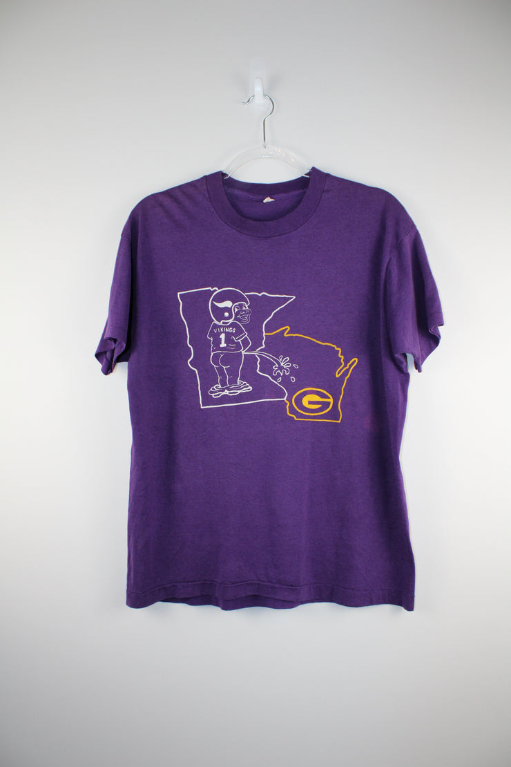 NFL Vikings over Packers 90s Purple T-Shirt (M)