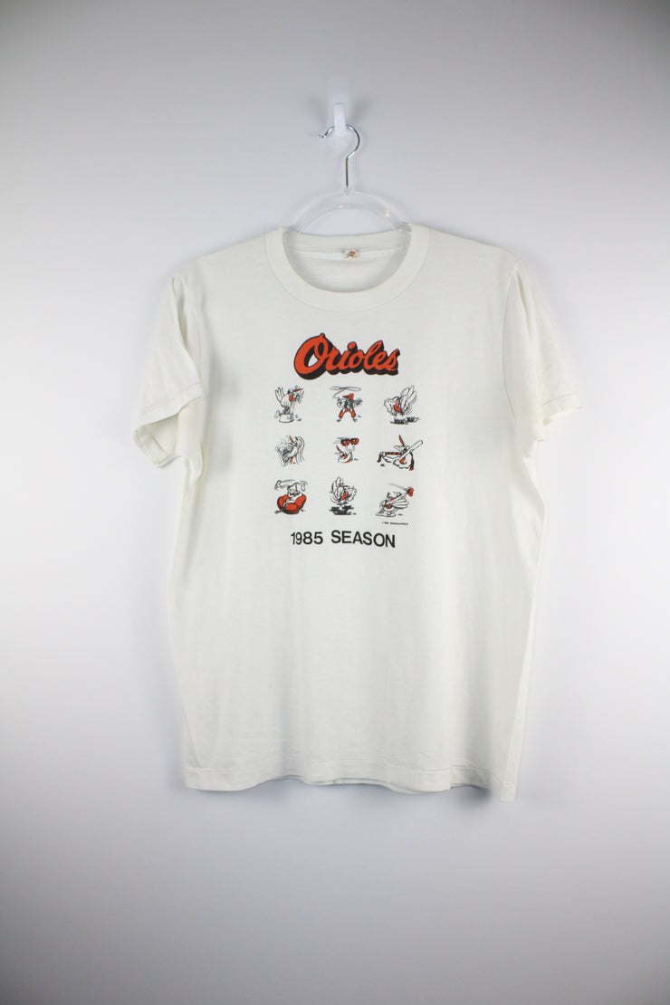 1985 Baseball Retro Orioles White T-Shirt (M)
