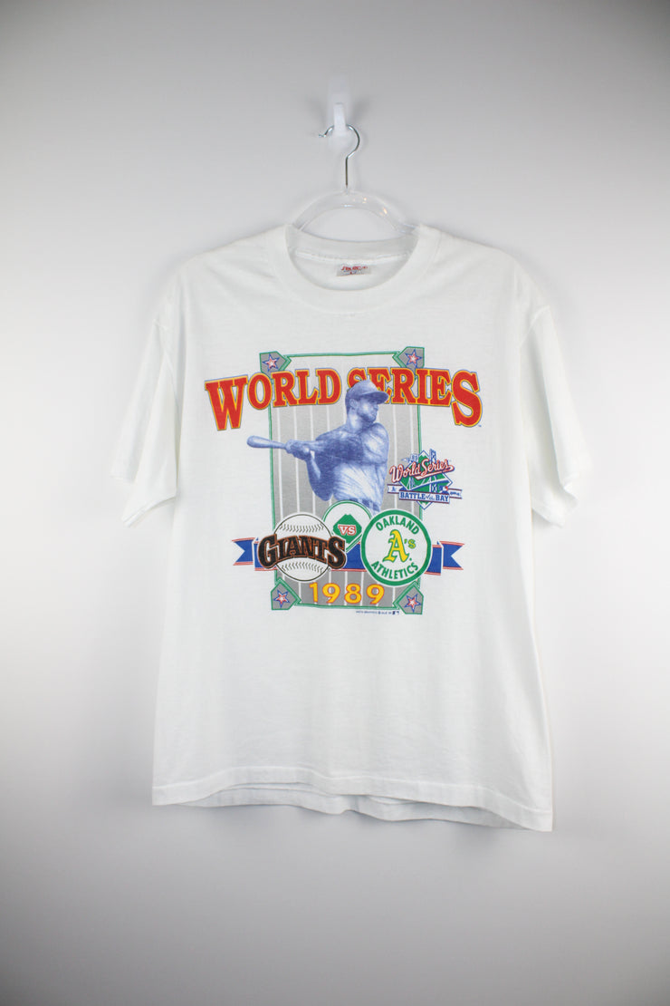 MLB World Series 1989 Vintage Finals Giants vs Oakland White T-Shirt (M)