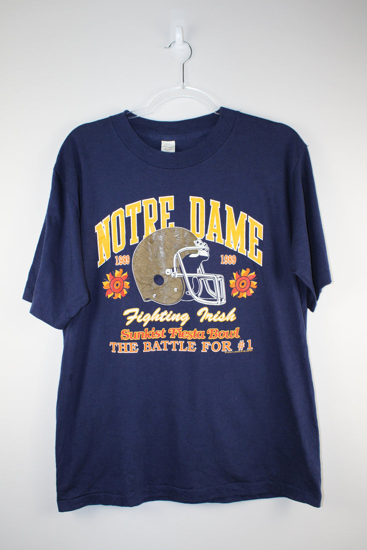 Notre Dame 1989 Fighting Irish Sunkist Fiesta Bowl Navy Blue T-Shirt (M)