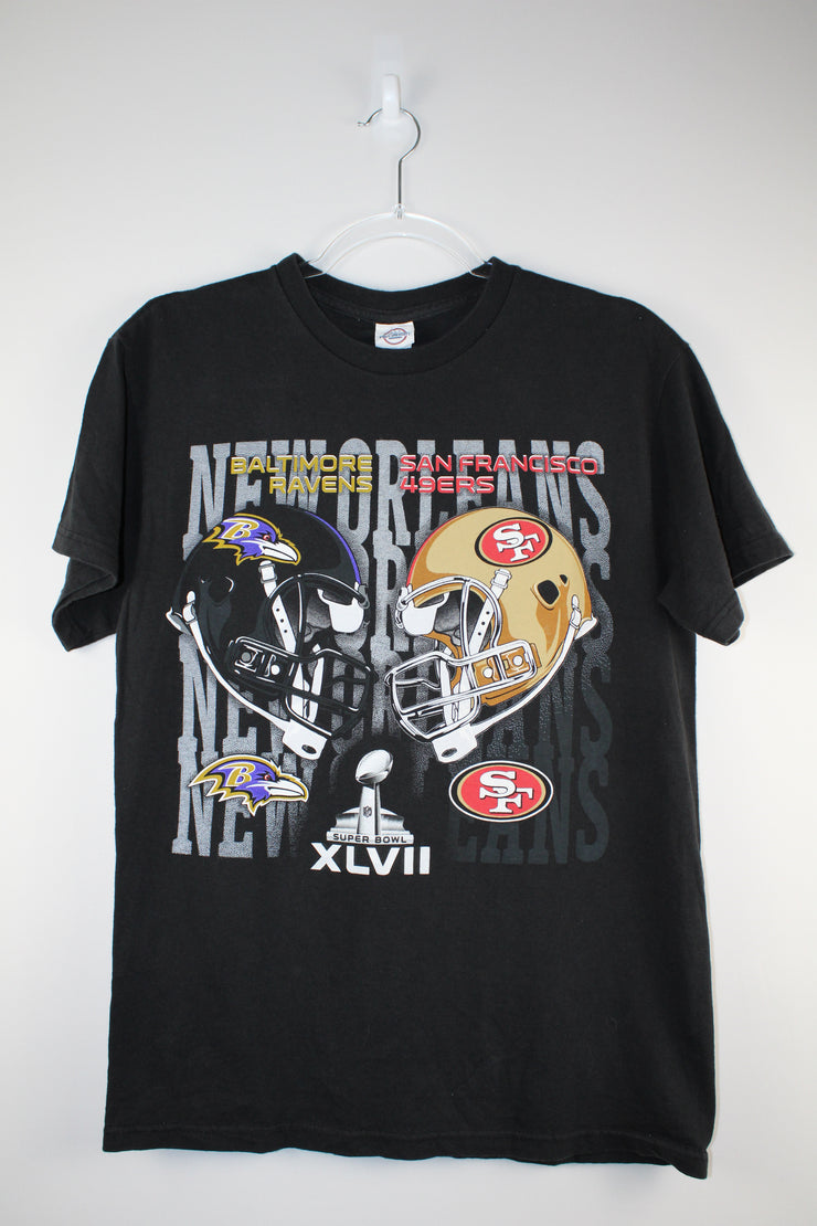 XLVII NFL Super Bowl Ravens Vs 49ers Black T-Shirt (S)