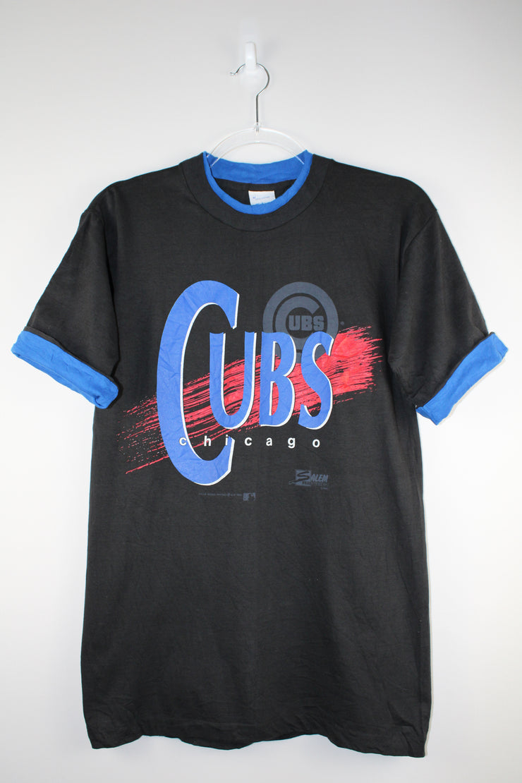Chicago Cubs MLB Retro Baseball Black T-Shirt (XS)