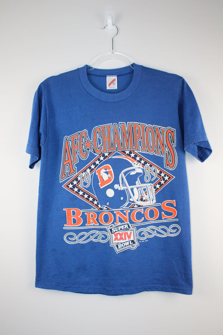 Denver Broncos NFL AFC Champions 1989 Blue T-Shirt (XS)