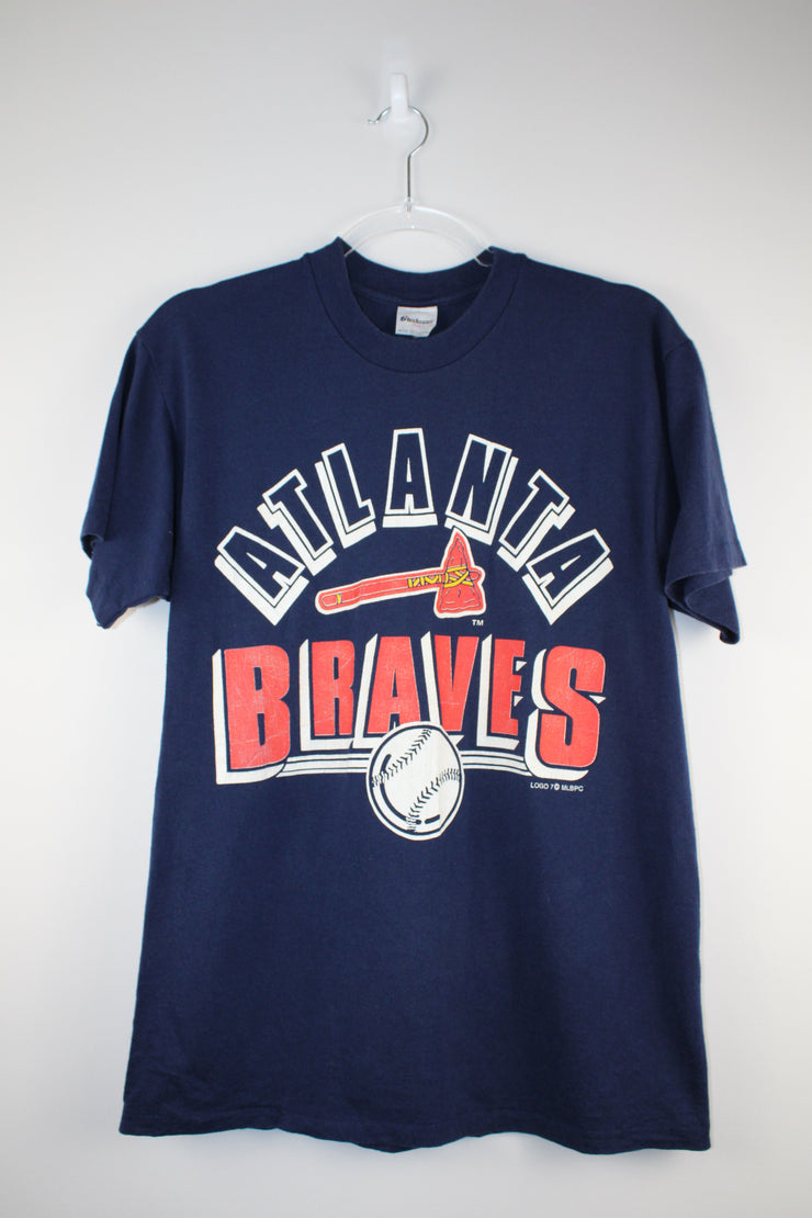 MLB Atlanta Braves Baseball Navy Blue T-Shirt (XS)