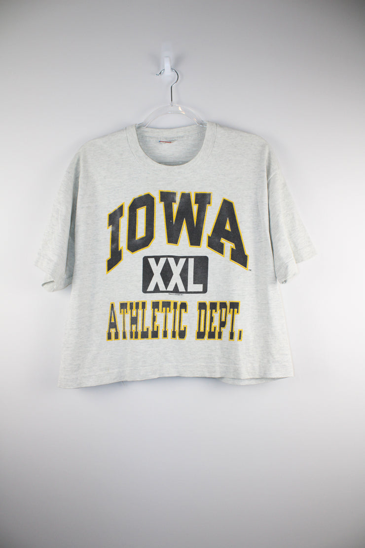 Womens IOWA XXL Athletic Dept. Crop Grey T-Shirt (L)