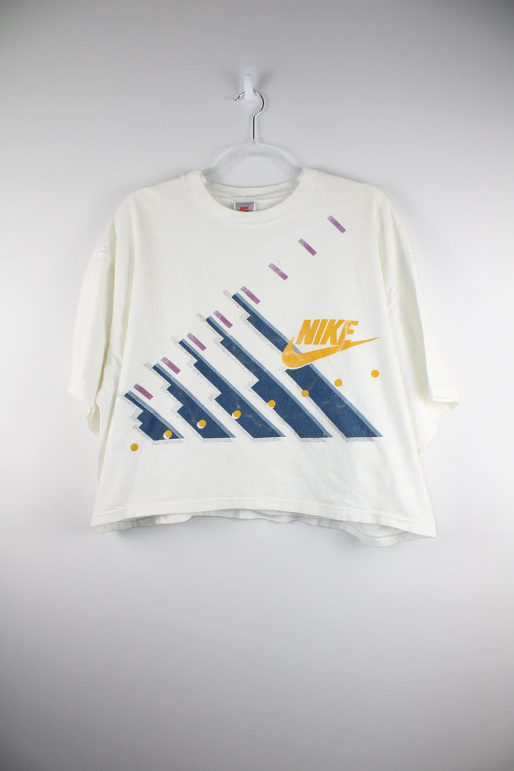 Womens Nike Sports Vintage Crop White T-Shirt (XL)